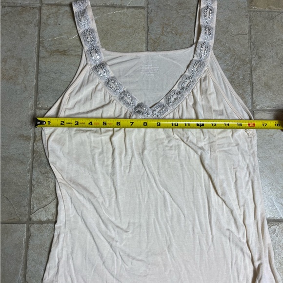 Y2K Nine & Co L Cream Beaded Babydoll Tank Small Glam Sequin Sparkle Going Out - Picture 10 of 10